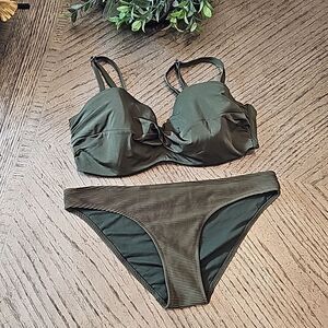 Dark Green bikini set size 8 H&M